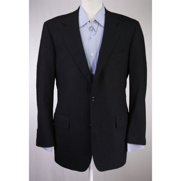 Brooks Brothers Black Herringbone Fleece Wool 2-Btn Blazer Jacket 39R - Picture 2 of 8